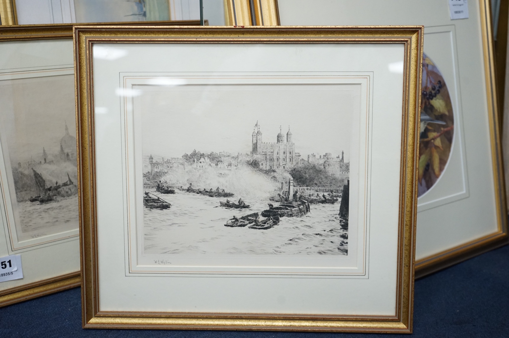 William Lionel Wyllie (1851-1931), The Tower from the river, signed in pencil, drypoint etching, 20 x 25cm